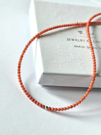 Italiaanse Koraal kralen ketting 14k goldfilled - 925 sterling zilver