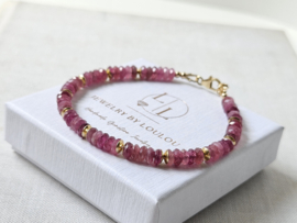 Roze toermalijn armband, 14k goldfilled