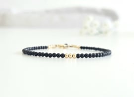 Black Onyx gemstone beaded bracelet, available in 14k goldfilled & 925 sterling silver