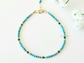 Arizona Turquoise en Malachiet edelstenen kralen armband, leverbaar 14k goldfilled - 925 sterling zilver