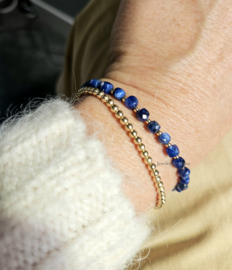 Kyaniet kralenarmband,  14k goldfilled - 925 sterling zilver