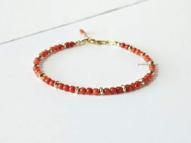 Italian coral beaded bracelet, 14k goldfilled & 925 sterling silver