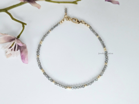 Labradorite beaded bracelet     925 sterling silver   -   14k goldfilled