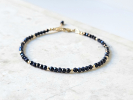 Sapphire bracelet dark blue, 14k goldfilled