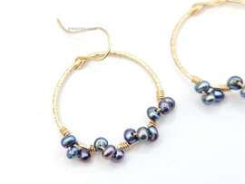 Peacock freshwater pearls earrings  14k goldfilled