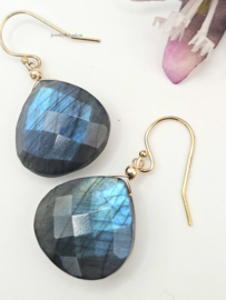 Labradoriet oorbellen  14k goldfilled & 925 sterling zilver