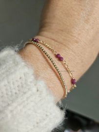 Fiagaro schakelarmband Robijn, 14k goldfilled & 925 sterling zilver