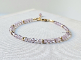 Pink amethyst beaded bracelet 925 sterling silver - 14k gold-filled