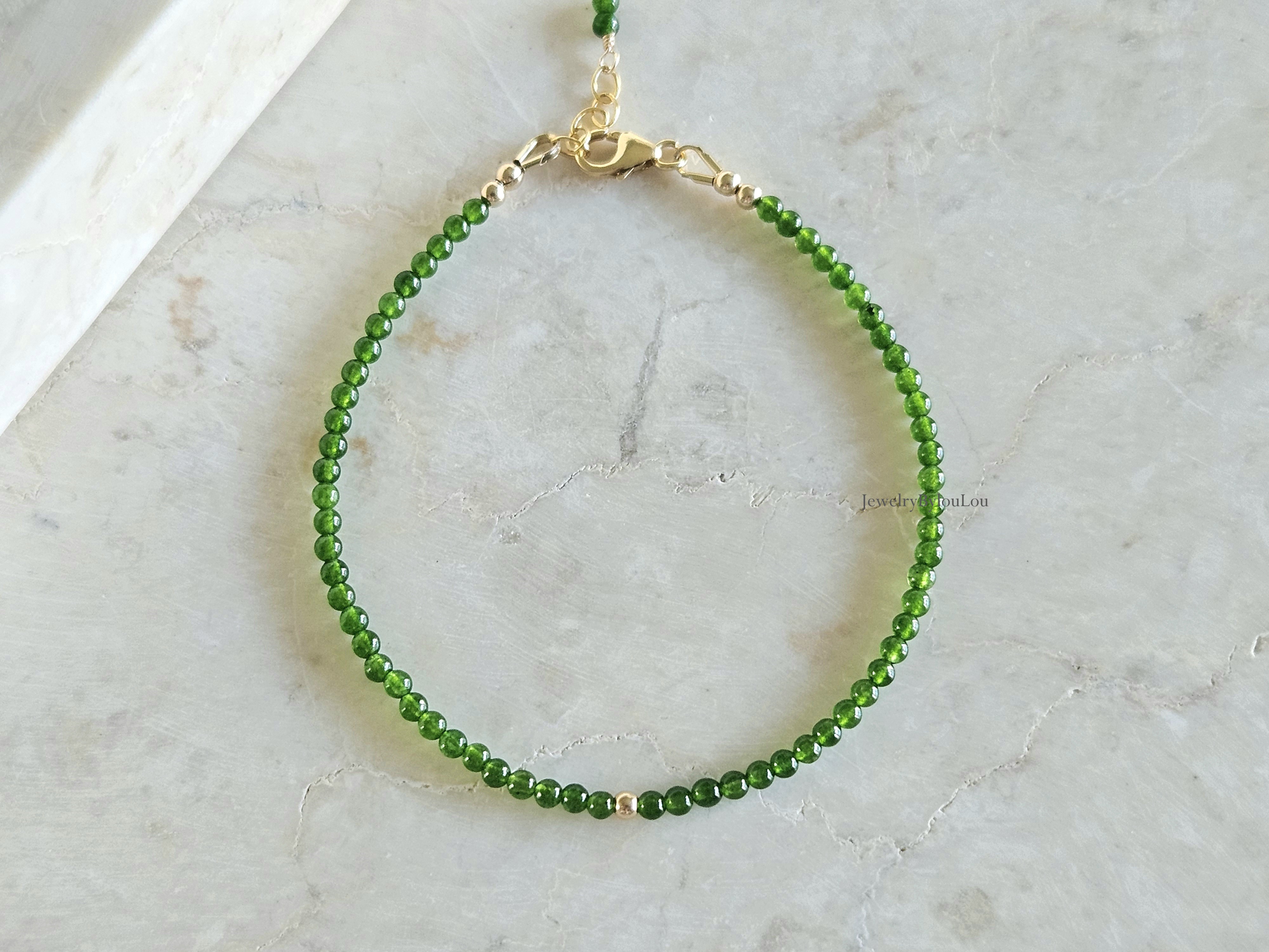 Taiwanese groene Jade kralen armband, 14k goldfilled - 925 sterling zilver