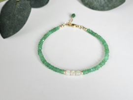 Chrysopraas en Ethiopische Opaal kralen armband, leverbaar 14k goldfilled - 925 sterling zilver