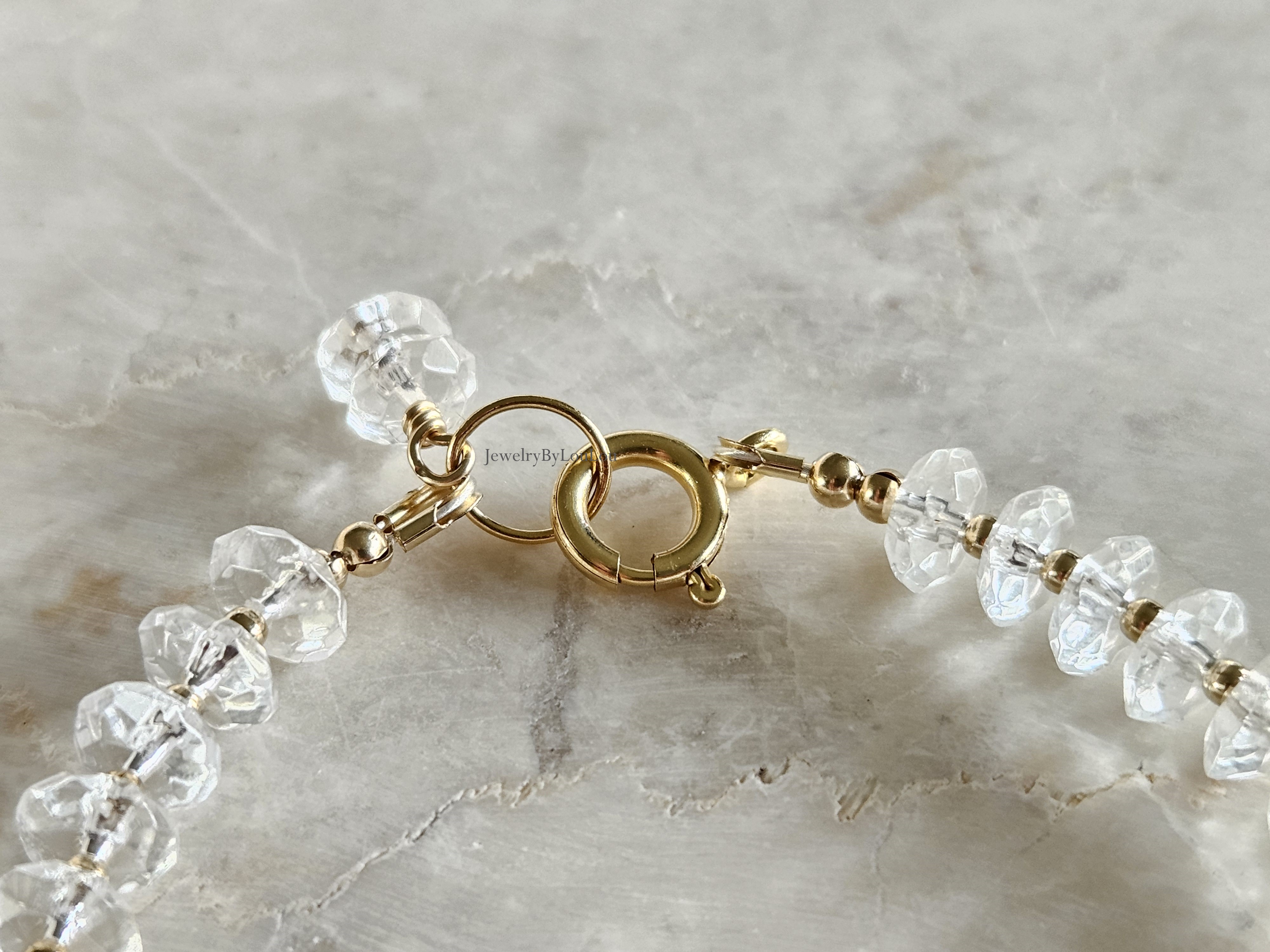 AAA Bergkristal kralen armband, 14k goldfilled - 925 sterling zilver
