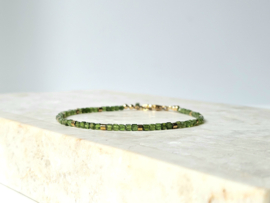 Chroom Diopside beaded bracelet, leverbaar 14k goldfilled - 925 sterling silver