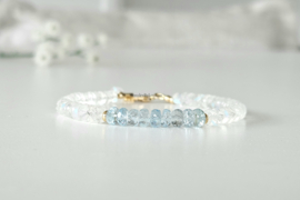 Moonstone and aquamarine bracelet, 14k goldfilled & 925 sterling silver