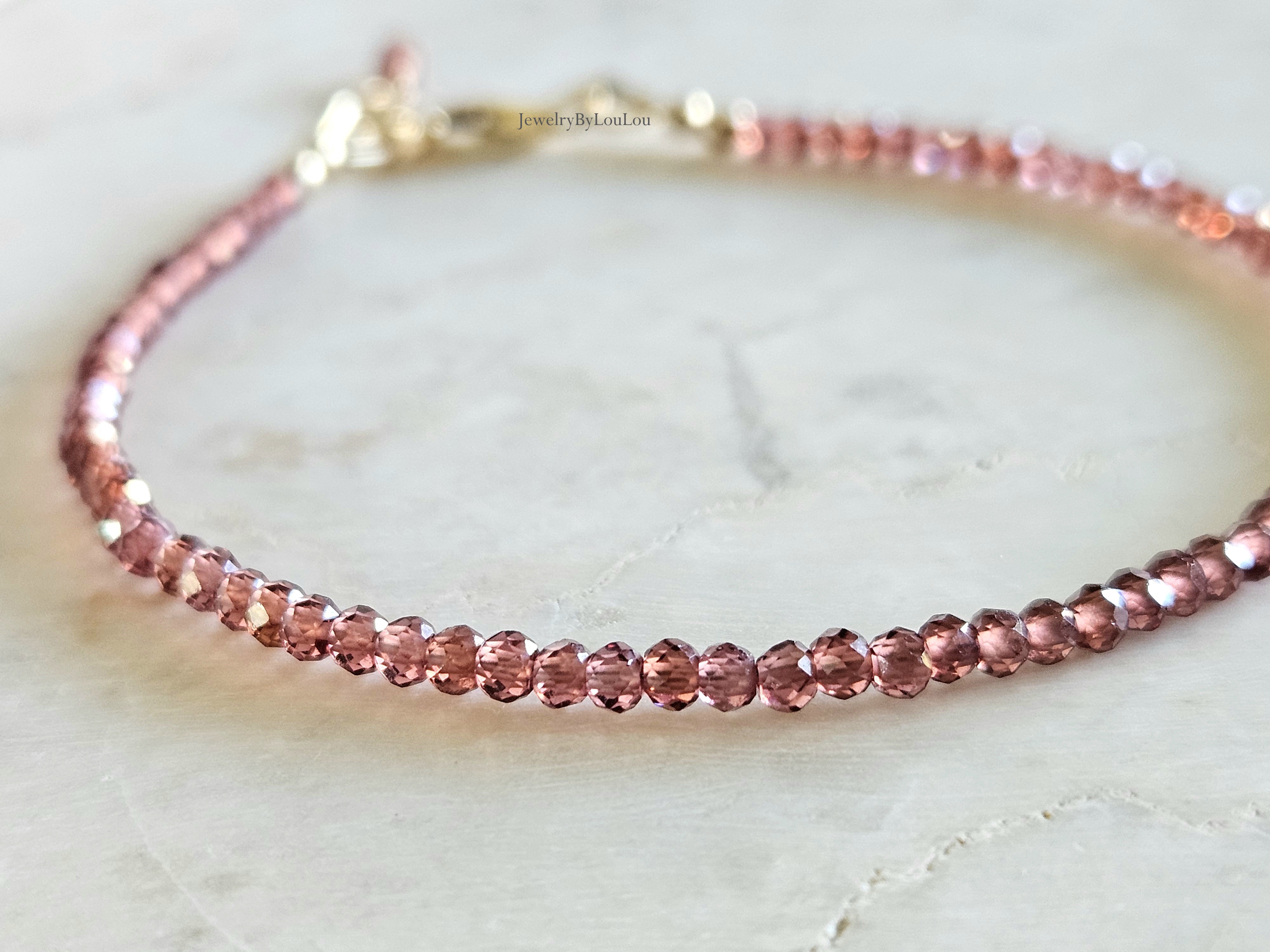 AAA Malaya Granaat  kralen armband  14k goldfilled - 925 sterling zilver