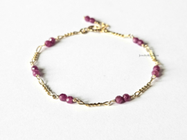 Fiagaro schakelarmband Robijn, 14k goldfilled & 925 sterling zilver