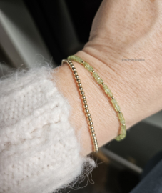 Peridoot kralen armband, 14k goldfilled & 925 sterling zilver