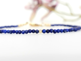 Lapis Lazuli  kralen armband, leverbaar 14k goldfilled - 925 sterling zilver