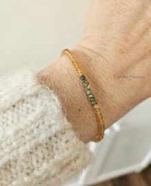 Citrien en groene ruwe diamanten kralen armband, 14k goldfilled & 925 sterling zilver