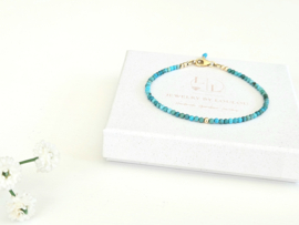 Arizona Turquoise edelstenen kralen armband, leverbaar 14k goldfilled - 925 sterling zilver