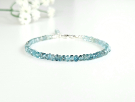 Natuurlijke blauwe Zirkoon edelstenen kralen armband, leverbaar 14k goldfilled - 925 sterling zilver