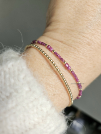 Robijn kralen armband , 14k goldfilled & 925 sterling zilver