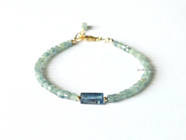 Kyaniet kralen armband, 14k goldfilled - 925 sterling zilver