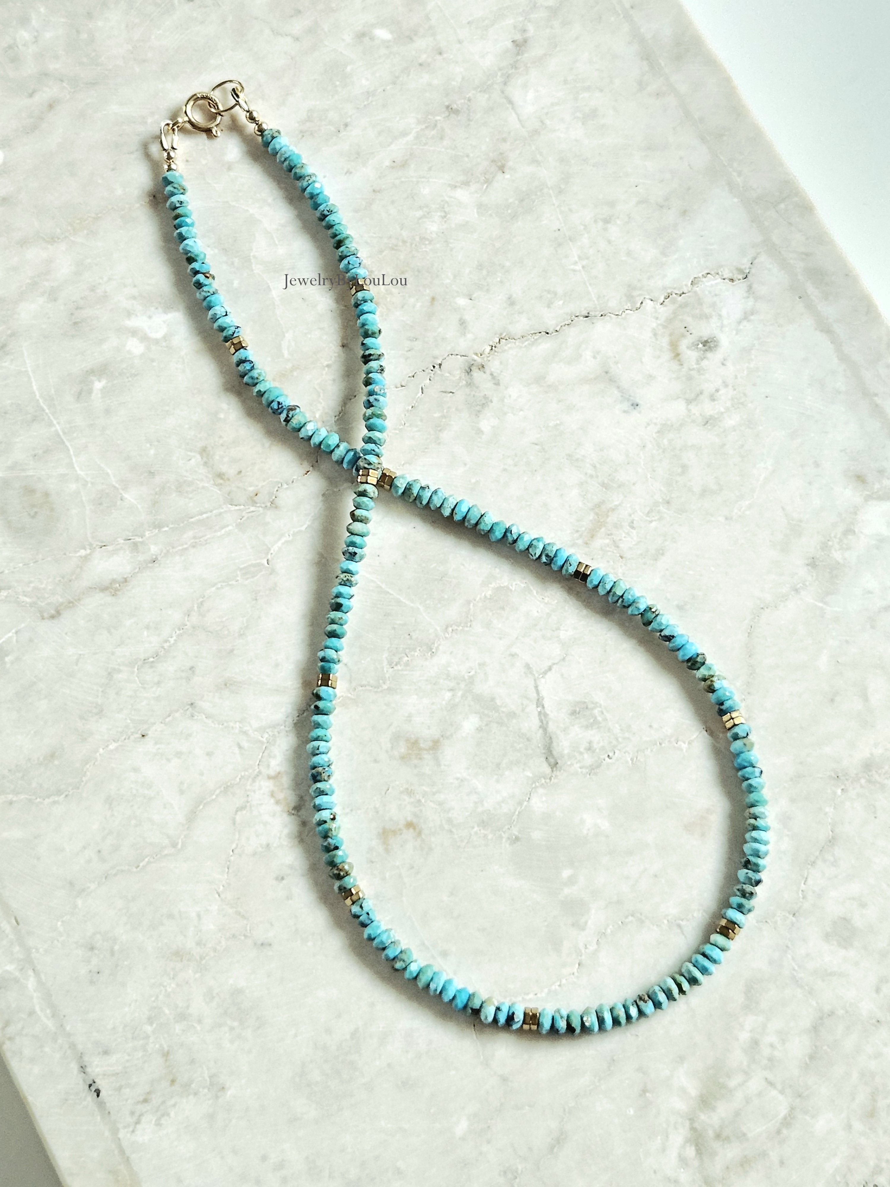 Arizona Turquois beaded necklace, 14k goldfilled - 925 sterling zilver