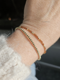 Hessoniet granaat armband, 14k goldfilled & 925 sterling zilver