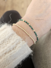 Malachite beaded bracelet  14k goldfilled  - 925 sterling silver