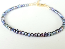 Peacock zoetwaterparel kralen armband, 14k goldfilled & 925 sterling zilver