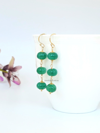 Green Onyx pumpkin beaded earrings, available in 14k goldfilled & 925 sterling silver