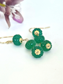 Green Onyx pumpkin beaded earrings, available in 14k goldfilled & 925 sterling silver