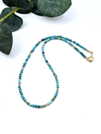 Turquoise kralen ketting, leverbaar 14k goldfilled - 925 sterling zilver