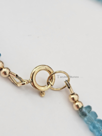 Sky blue Apatiet kralen ketting, 14k goldfilled - 925 sterling zilver