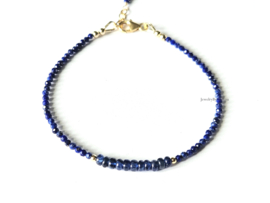 Lapis Lazuli  en Kyaniet kralenarmband, 14k goldfilled - 925 sterling zilver
