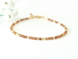 Hessoniet granaat armband, 14k goldfilled & 925 sterling zilver
