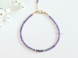 Amethyst and freshwater pearl bracelet 925 sterling silver - 14k goldfilled