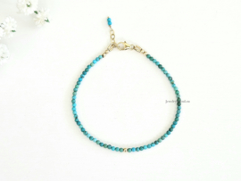 Arizona Turquoise edelstenen kralen armband, leverbaar 14k goldfilled - 925 sterling zilver