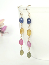 Multi sapphire earrings  14k goldfilled - 925 sterling silver