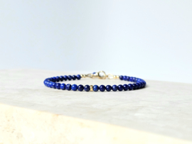 AAA Lapis Lazuli  kralenarmband, 14k goldfilled - 925 sterling zilver