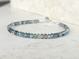Mos Aquamarijn edelstenen kralen armband, leverbaar 14k goldfilled - 925 sterling zilver
