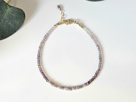 Violet Spinel en ruwe diamanten edelstenen kralen armband, leverbaar  in 14k goldfilled & 925 sterling zilver