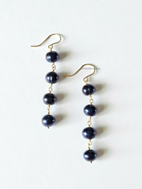 Zoetwaterparel oorbellen donkerblauw  14k goldfilled & 925 sterling zilver