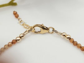 Hessoniet granaat armband, 14k goldfilled & 925 sterling zilver