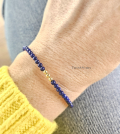 Lapis Lazuli kralen armband, 14k goldfilled - 925 sterling zilver