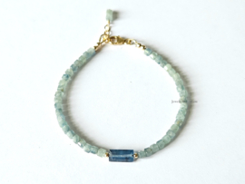 Kyaniet kralen armband, 14k goldfilled - 925 sterling zilver