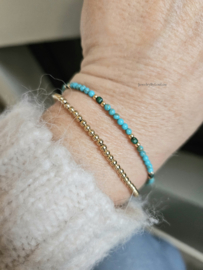 Arizona Turquoise en Malachiet edelstenen kralen armband, leverbaar 14k goldfilled - 925 sterling zilver
