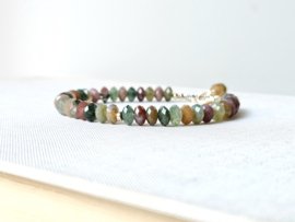 AAA Indiase Agaat kralen armband, 14k goldfilled - 925 sterling zilver