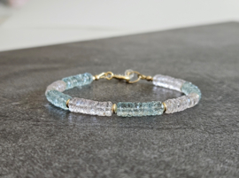 Aquamarijn en Morganiet  armband in AAA kwaliteit, 14k goldfilled & 925 sterling zilver