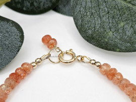 Zonnesteen en Tsavoriet edelstenen kralen armband  14k goldfilled & 925 sterling zilver